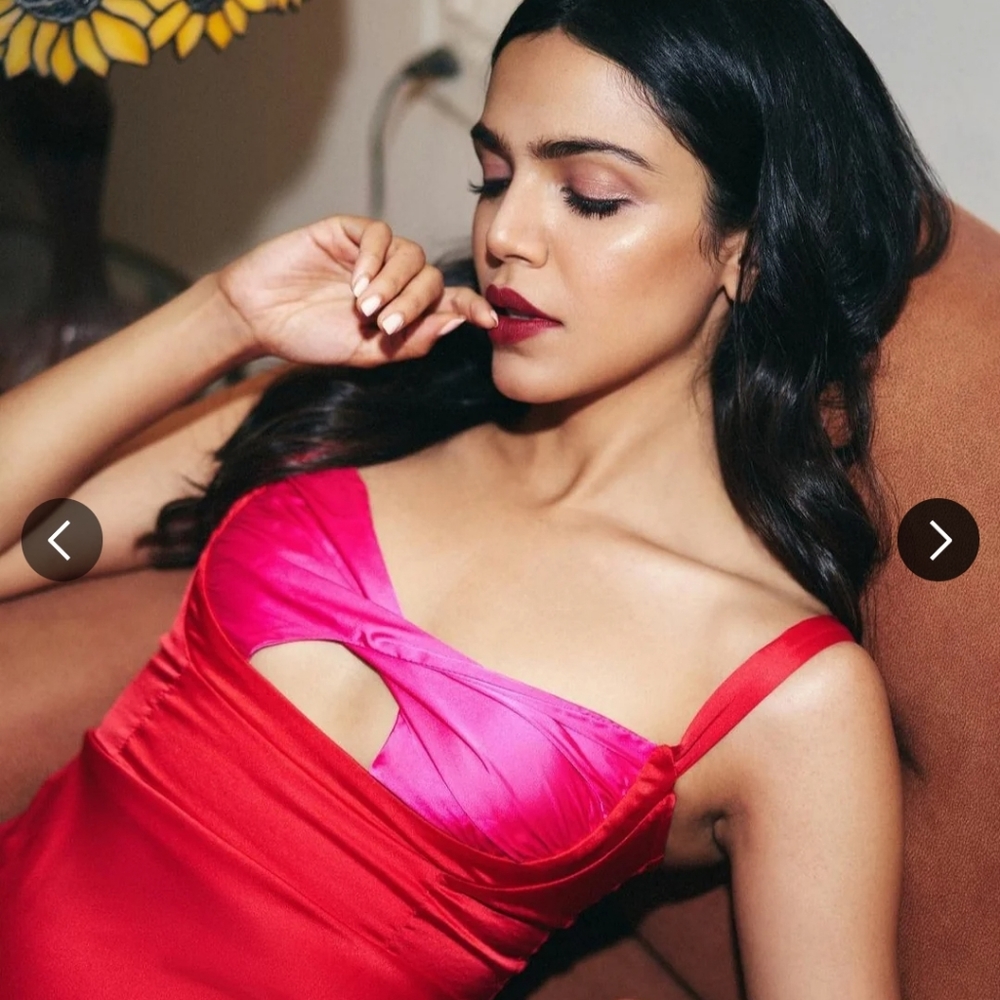 Micas Two-tone Satin Red Dress NWT - Picture 7 of 13